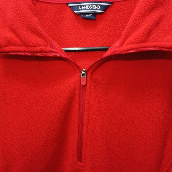 Lands End 1/4 Zip Fleece Pullover RED Womens Medium/Tall WARM COZY Jacket - Picture 7 of 16
